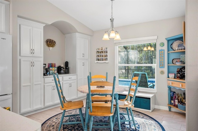 dining room with light tile patterned flooring