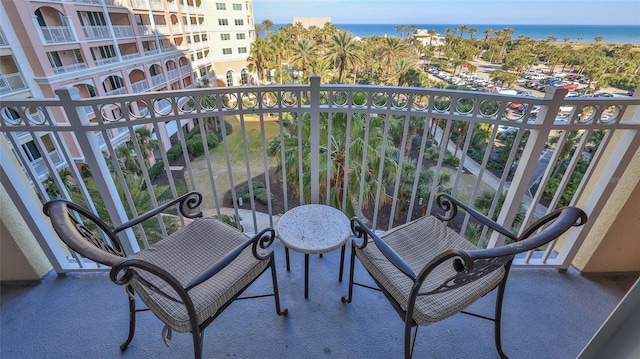 balcony with a water view