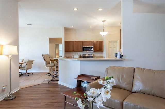 living room featuring light hardwood / wood-style flooring