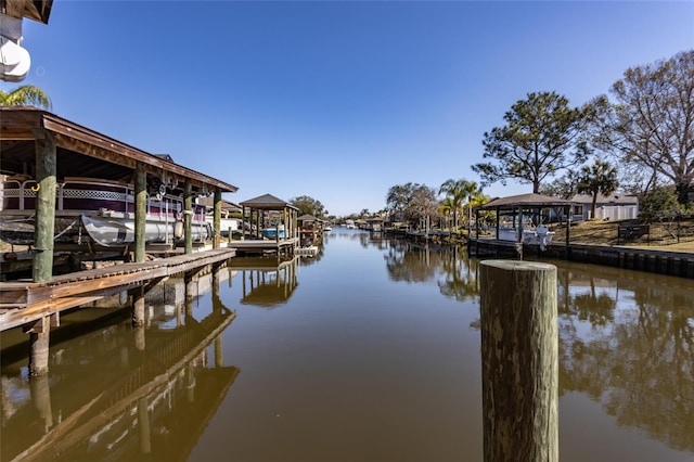 view of dock featuring a water view