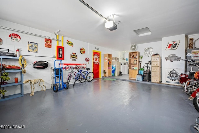 garage with a garage door opener