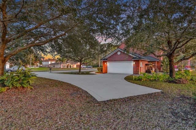 exterior space with a garage