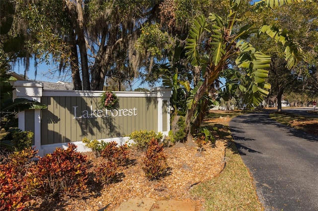 view of community sign