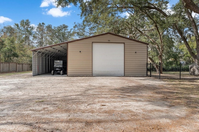 garage with a carport