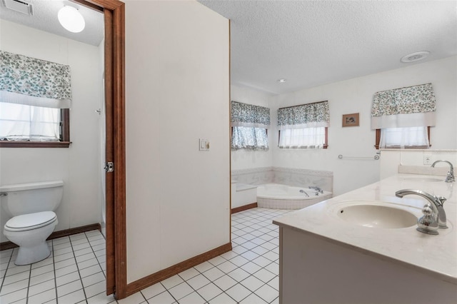 bathroom featuring tile patterned flooring, a textured ceiling, and toilet