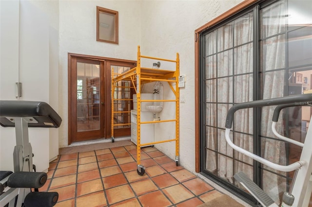 interior space with tile patterned flooring