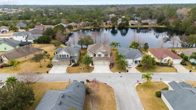 bird's eye view featuring a water view