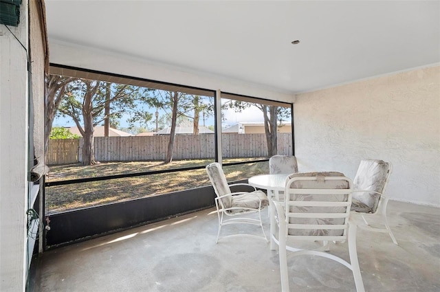 view of unfurnished sunroom