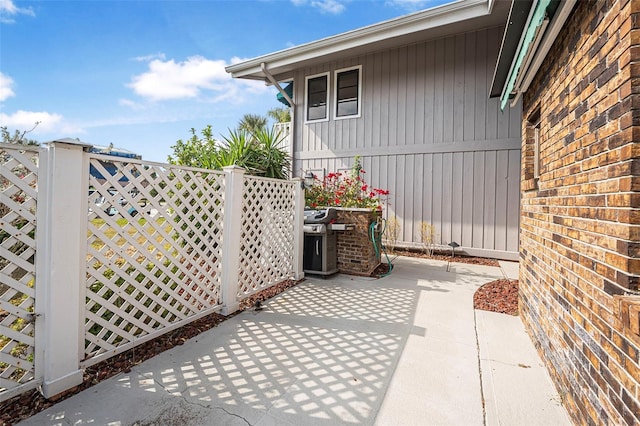 view of patio with area for grilling