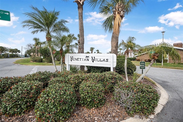 view of community sign