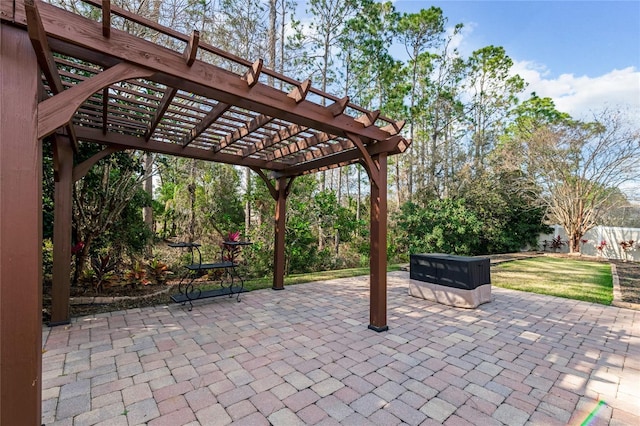 view of patio / terrace featuring a pergola