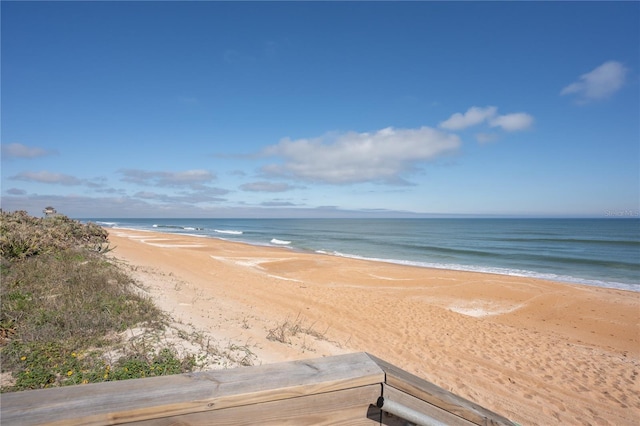 property view of water featuring a view of the beach