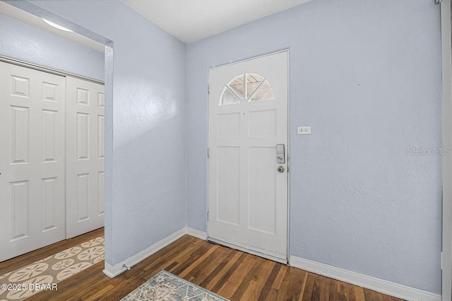 foyer entrance with dark wood-type flooring