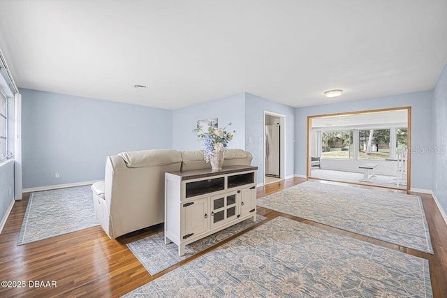 living room featuring light wood-type flooring