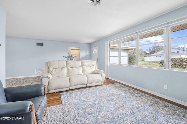 living room with hardwood / wood-style floors