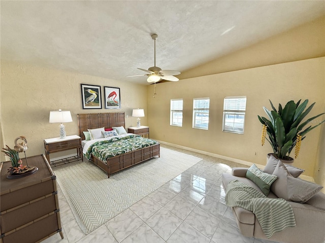 155 Avalon Ave, Flagler Beach, FL 32136 - bedroom with ceiling fan and lofted ceiling