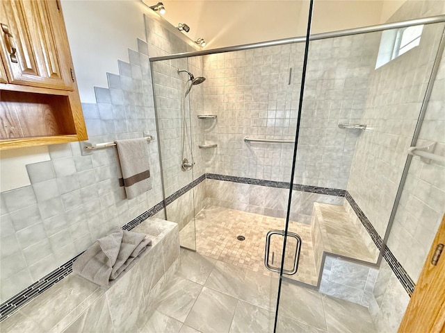 155 Avalon Ave, Flagler Beach, FL 32136 - bathroom featuring a shower with shower door