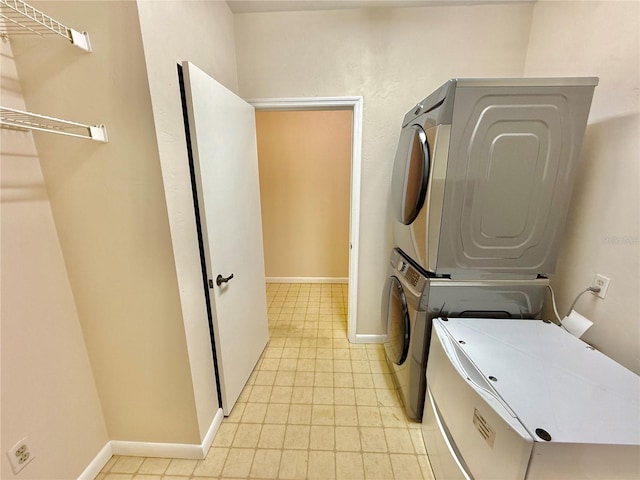 155 Avalon Ave, Flagler Beach, FL 32136 - laundry room featuring stacked washer / drying machine