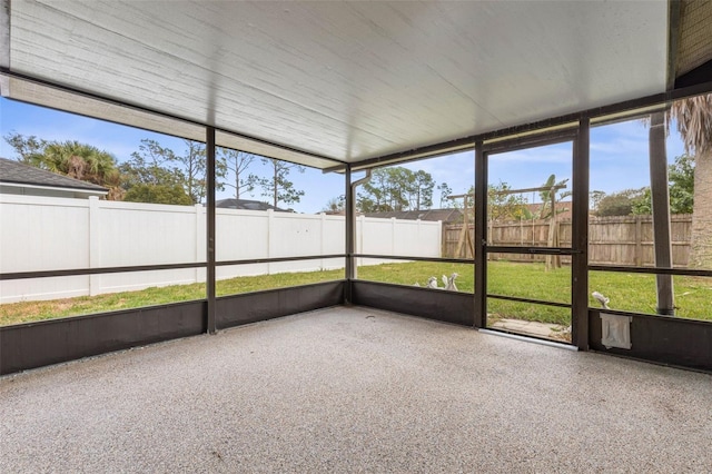 view of unfurnished sunroom