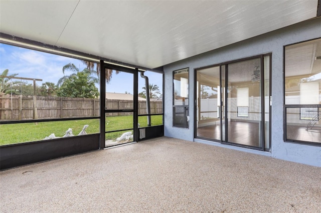 view of unfurnished sunroom