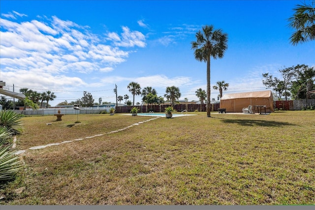 view of yard featuring a fenced backyard