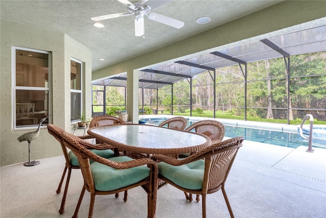 sunroom with a pool