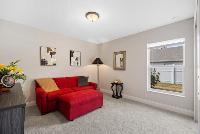 living room with carpet flooring