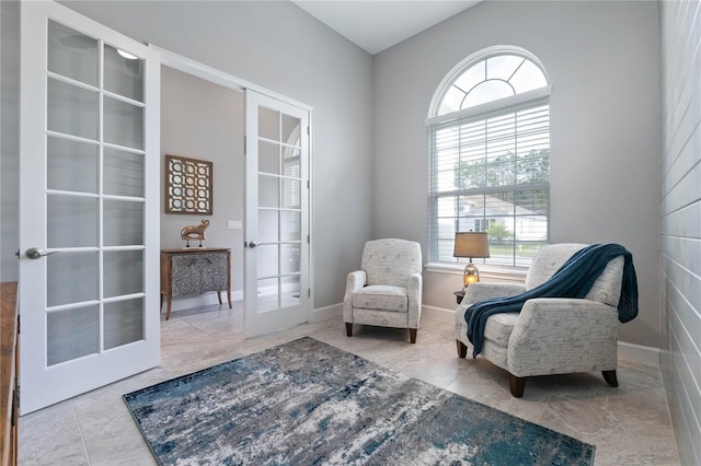 living area with french doors