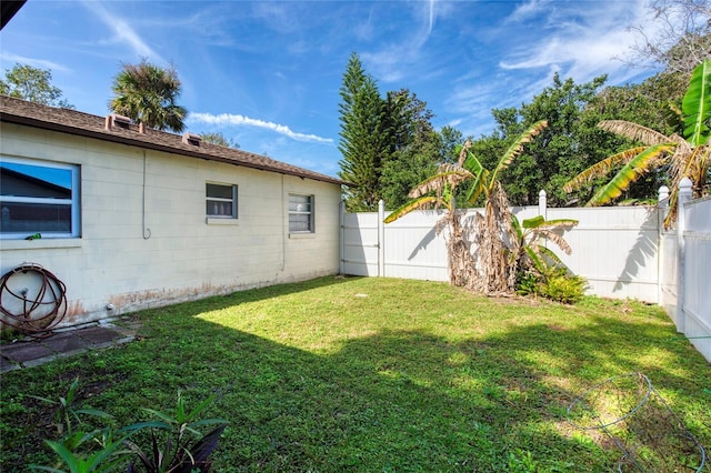 view of yard featuring a fenced backyard