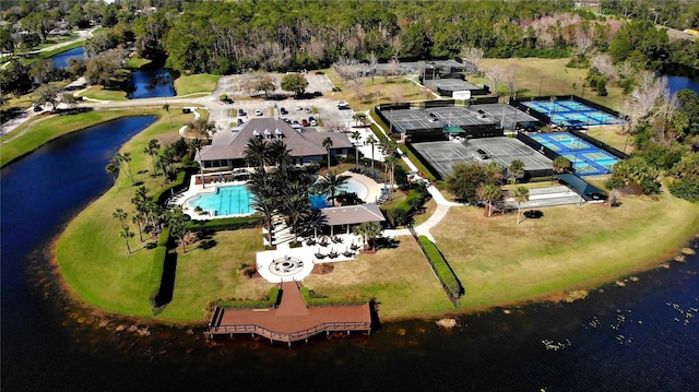 bird's eye view featuring a water view