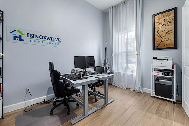 office area featuring light wood-type flooring