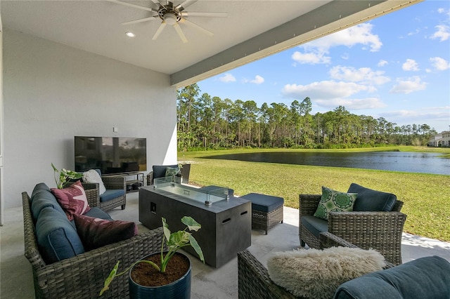 view of patio / terrace with an outdoor hangout area and ceiling fan