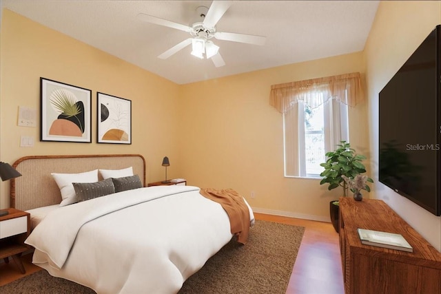 bedroom featuring ceiling fan