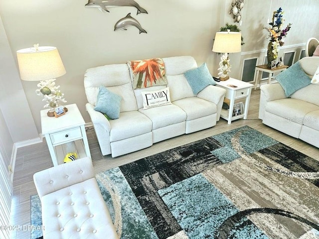 living room with hardwood / wood-style floors