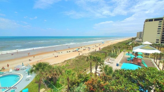 property view of water featuring a view of the beach