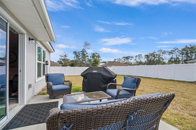 view of patio / terrace featuring a grill