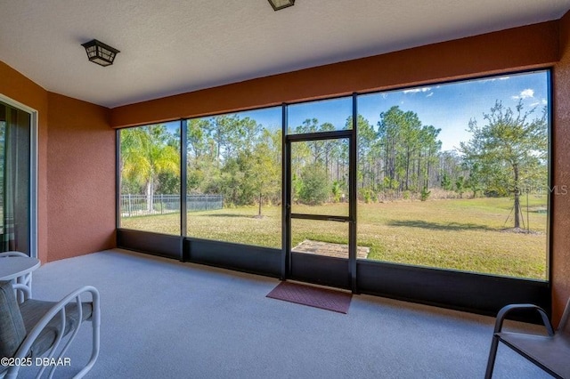 view of unfurnished sunroom