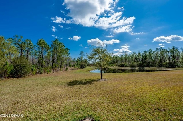 view of yard featuring a water view