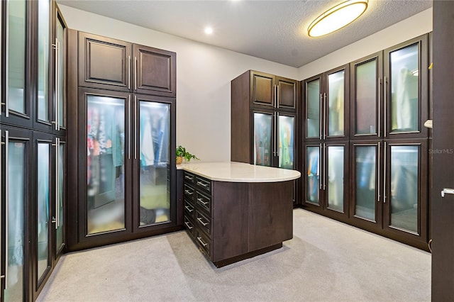 spacious closet featuring light colored carpet