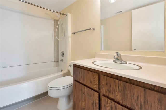 48 Club House Dr Unit 106, Palm Coast, FL 32137 - bathroom with tile patterned flooring, vanity, shower / bathing tub combination, toilet, and visible vents
