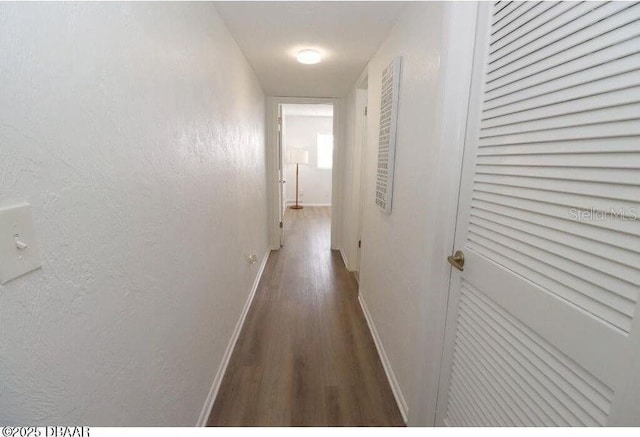 corridor with dark wood-type flooring