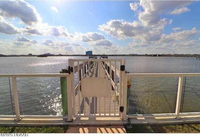 view of dock featuring a water view