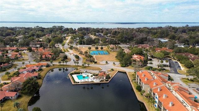 bird's eye view featuring a water view