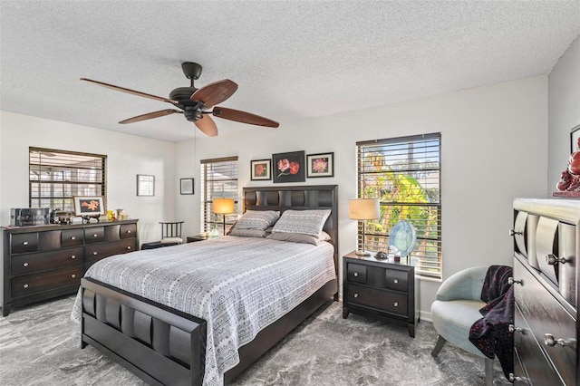 12 Bannerwood Ln, Palm Coast, FL 32137 - bedroom featuring multiple windows, a textured ceiling, and ceiling fan