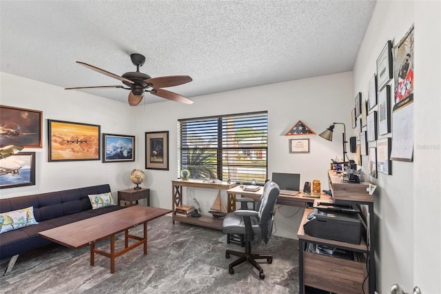 12 Bannerwood Ln, Palm Coast, FL 32137 - office with a textured ceiling and ceiling fan