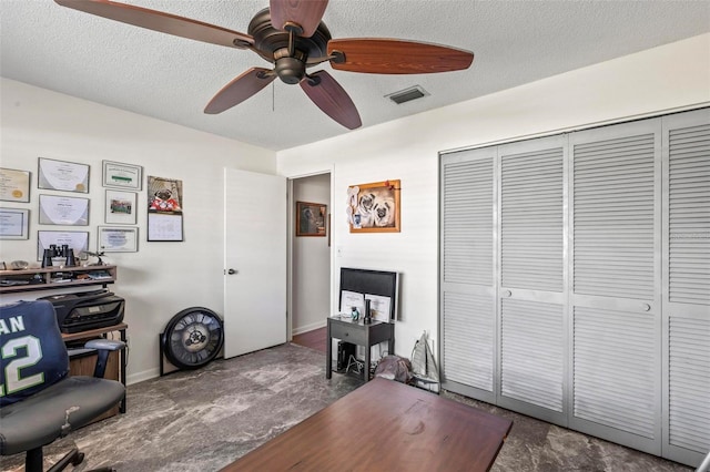 12 Bannerwood Ln, Palm Coast, FL 32137 - office space featuring ceiling fan, carpet, and a textured ceiling