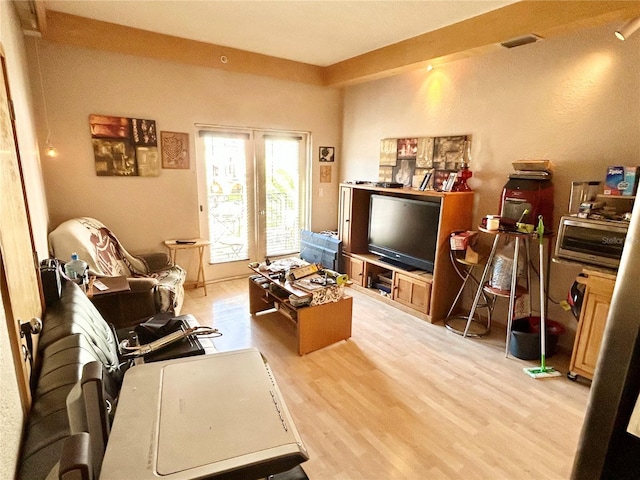 living room featuring light hardwood / wood-style flooring