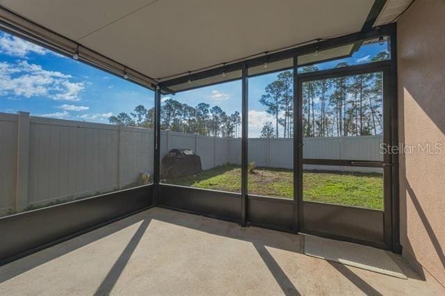 view of unfurnished sunroom