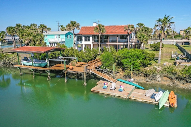 dock area featuring a water view