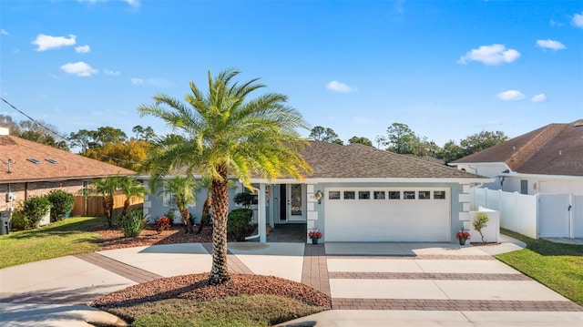 view of front of property with a garage